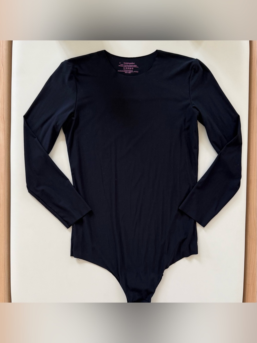 Commando Butter 3/4 Sleeve Crewneck Bodysuit in Black Womens S